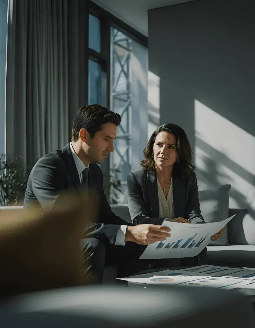 Sócios analisando os números da empresa